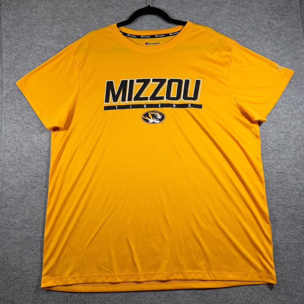 Champion Mizzou Tigers Graphic Tee Mens XL Gold Moisture Wicking NCAA Breathable